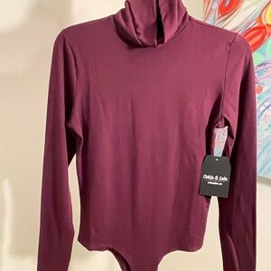 Purple Fitted Bodysuit with Long Sleeves